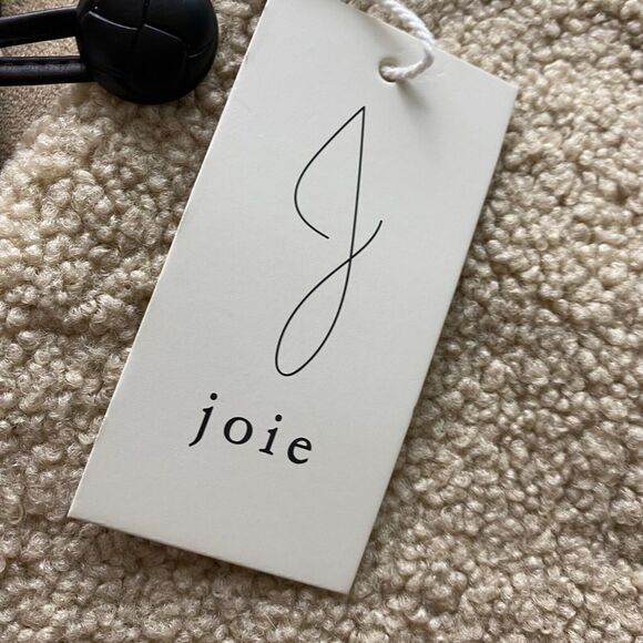 joie Sherpa Duffle Coat Jacket Women L Beige Shearling Faux Fur Boxy Barn Chore - Picture 7 of 12